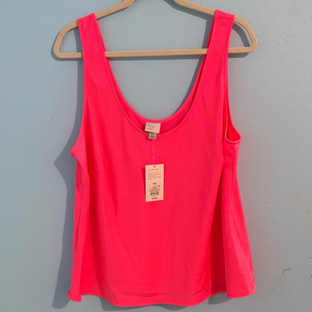 NWT Highlighter Pink Silky Tank A New Day XXL